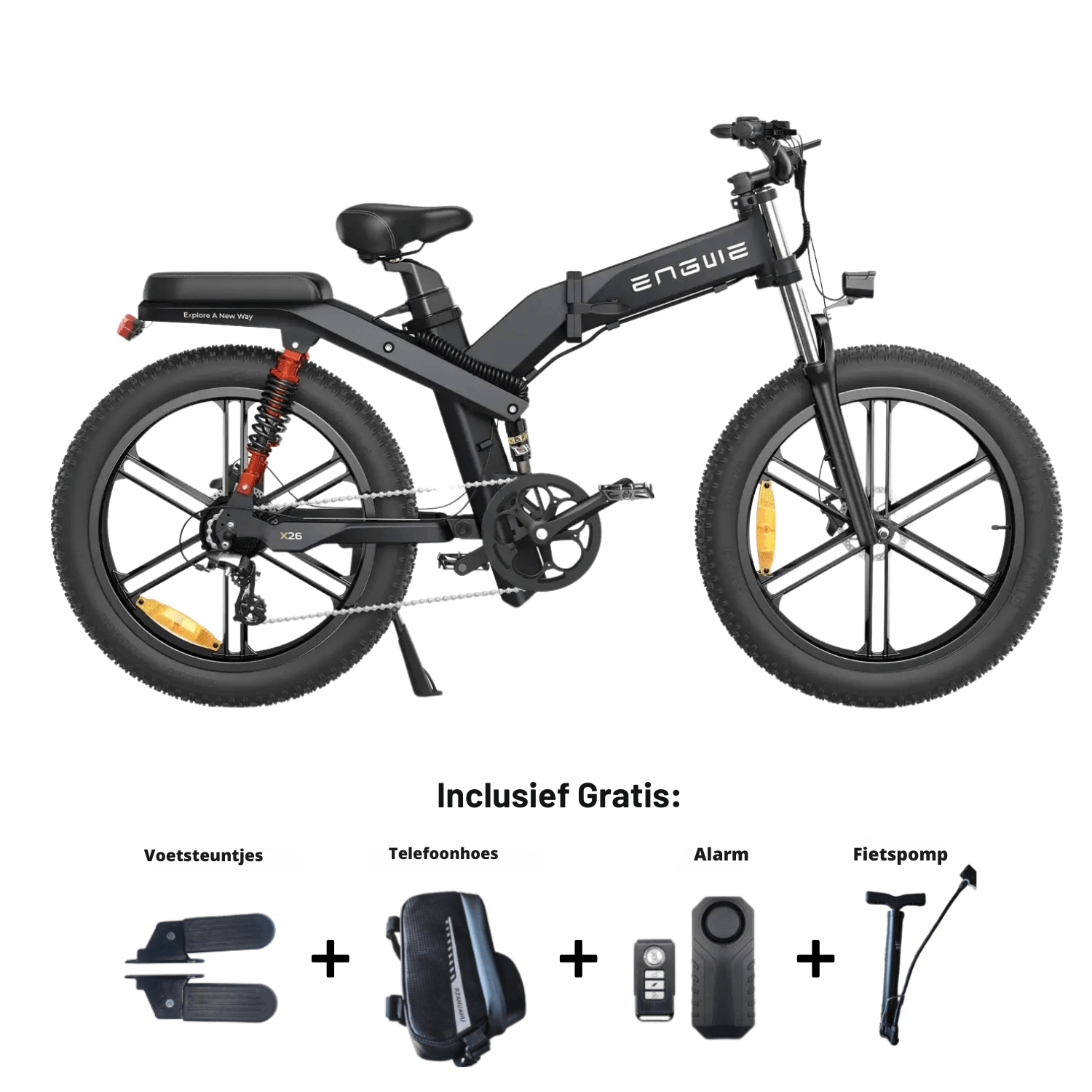 Engwe X26 - Zwart (2 accu's versie)