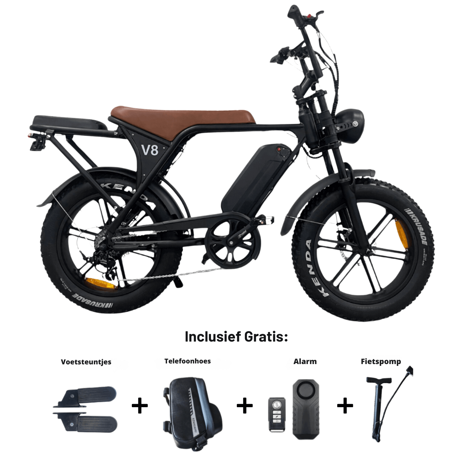 Ouxi V8 3.0 2024 Model - Hydraulische Remmen - Max 25 km/h - Bruin + achterzitje