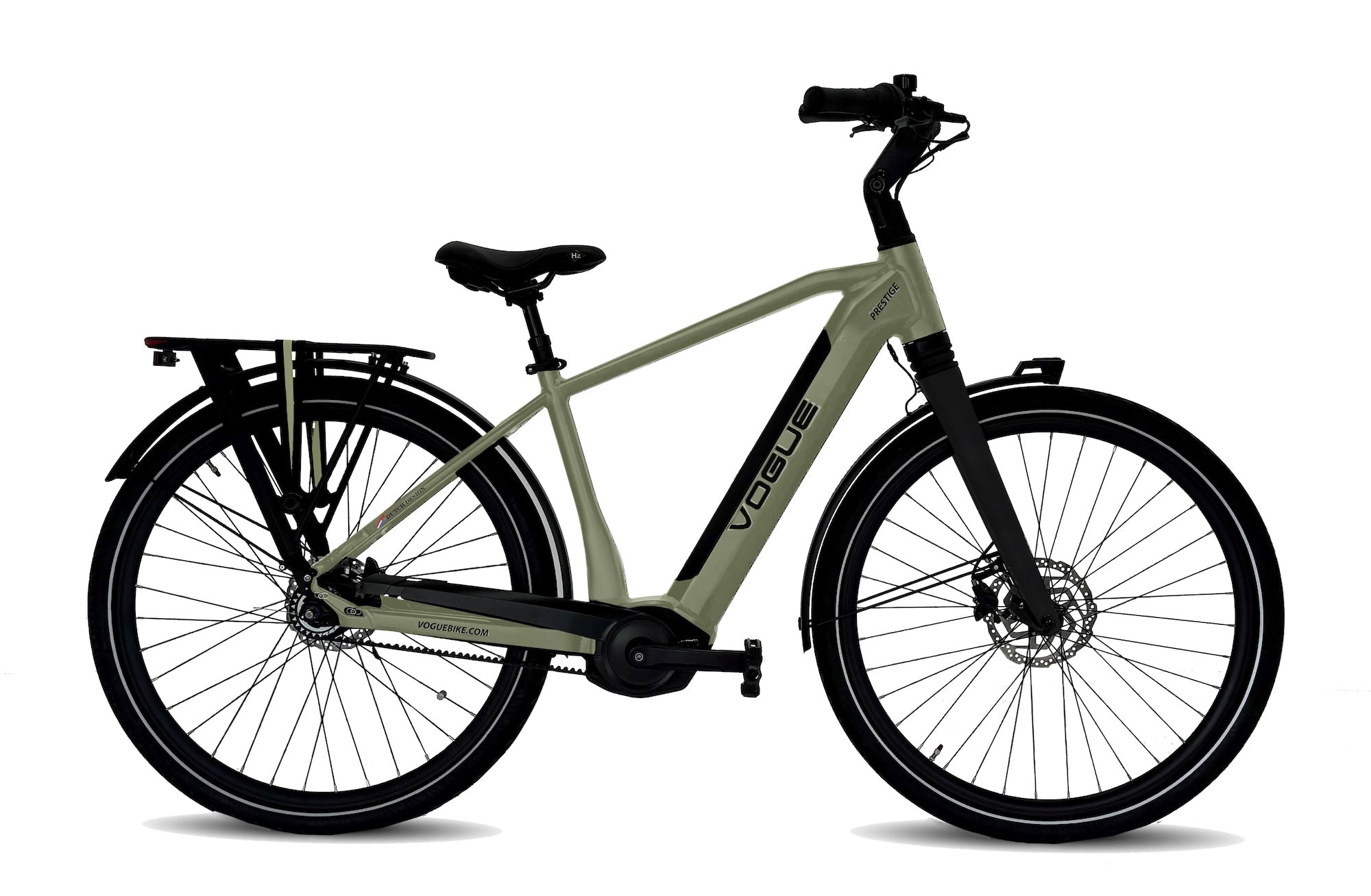 Vogue Prestige – Heren Elektrische Fiets - 28 inch – 53 cm – Motinova Middenmotor 80Nm – V-Snaar Aandrijving – 14,5Ah Accu – Cement Grijs