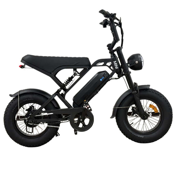 V20 Mini Fatbike – Kinderfatbike met Hydraulische Remmen & Gashendel - Zwart - Stoer, Veilig en Straatlegaal!