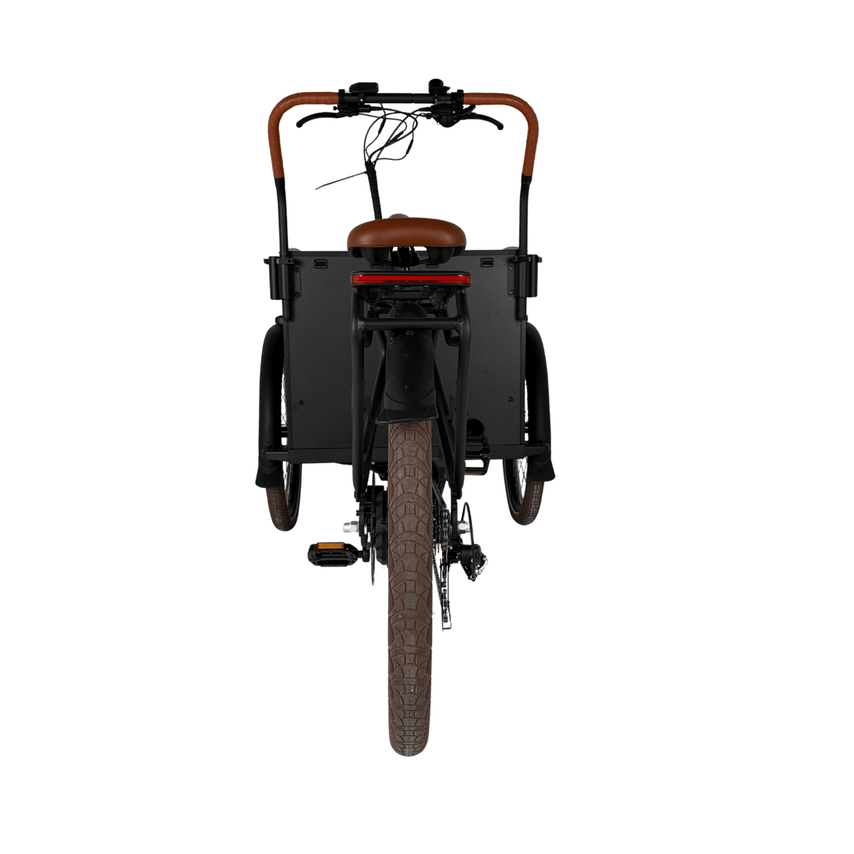 Vogue Caddy - Elektrische Bakfiets - Mat Zwart - Bruine Accenten - Accu 468Wh (36V, 13Ah) - Bafang Achterwielmotor - Shimano 7 Versnellingen - Hydraulische Remmen