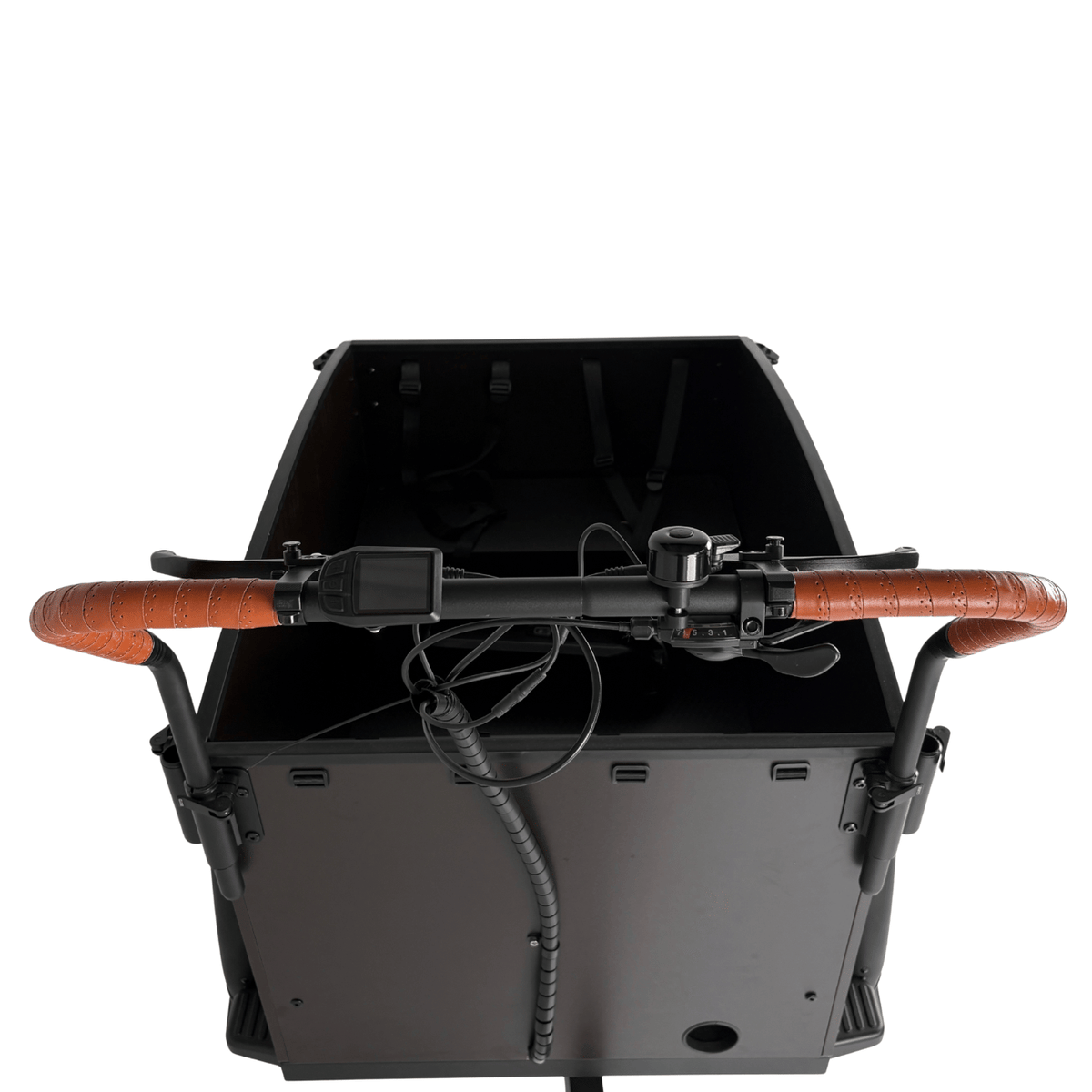 Vogue Caddy - Elektrische Bakfiets - Mat Zwart - Bruine Accenten - Accu 468Wh (36V, 13Ah) - Bafang Achterwielmotor - Shimano 7 Versnellingen - Hydraulische Remmen