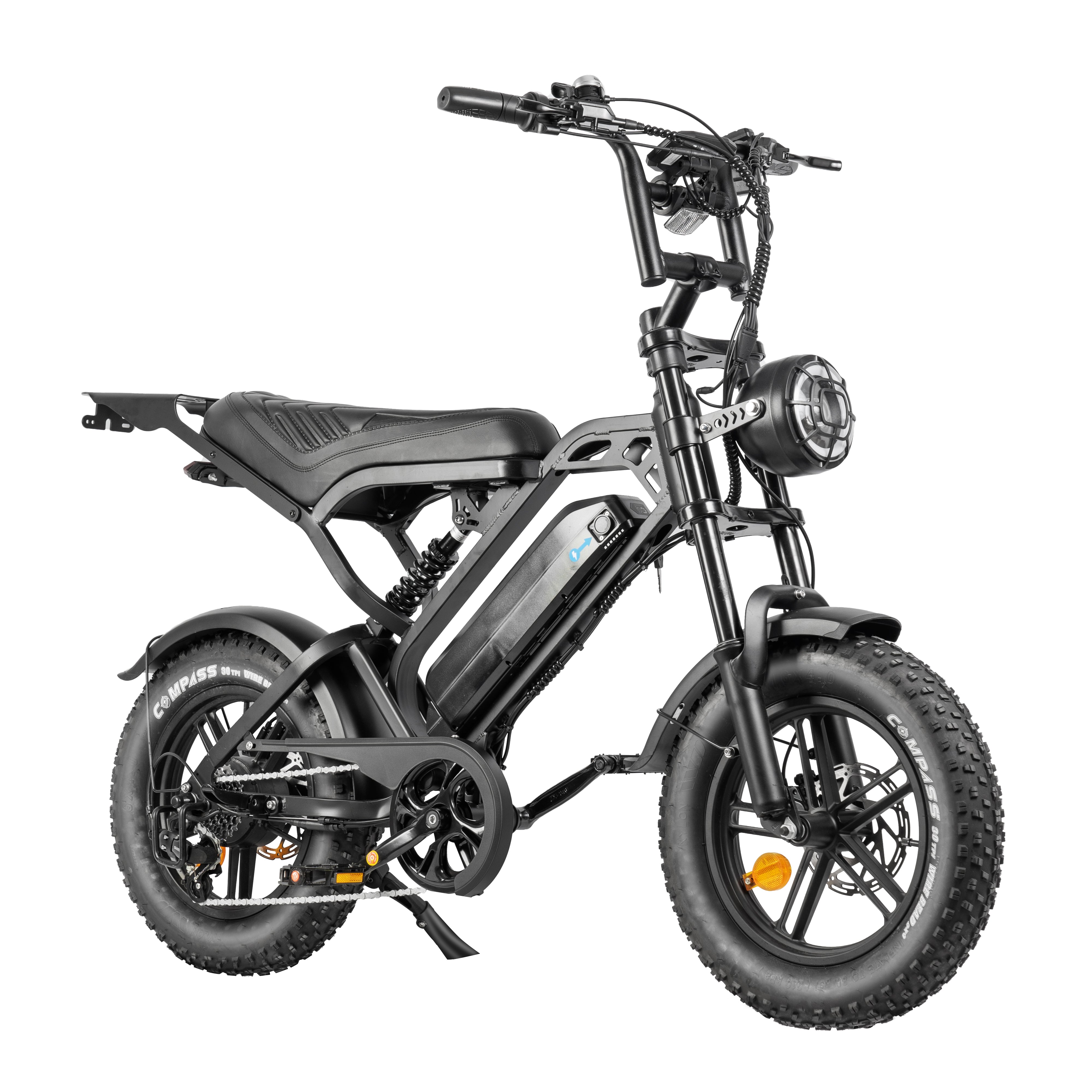 V20 Mini Fatbike – Kinderfatbike met Hydraulische Remmen & Gashendel - Zwart - Stoer, Veilig en Straatlegaal!
