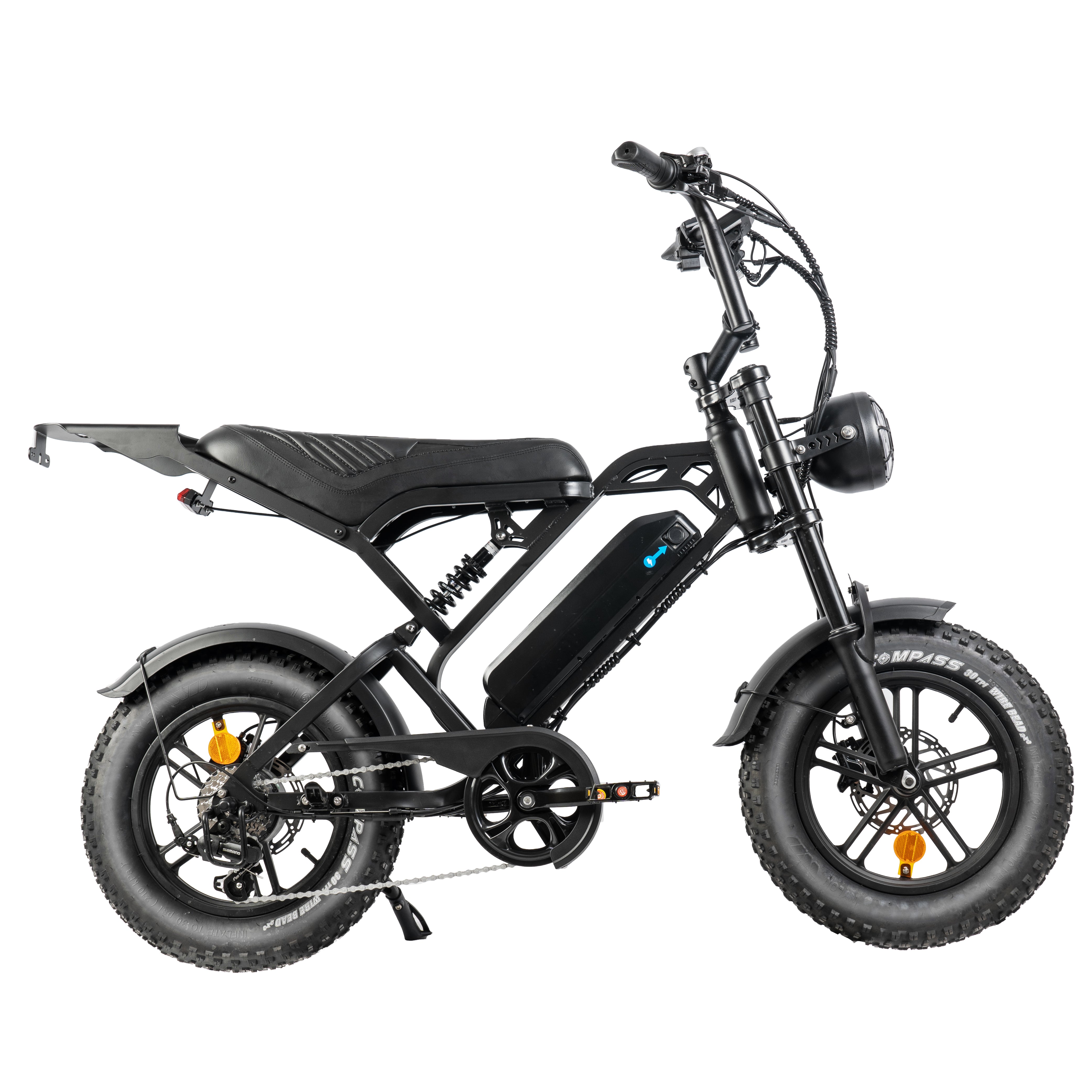 V20 Mini Fatbike – Kinderfatbike met Hydraulische Remmen & Gashendel - Zwart - Stoer, Veilig en Straatlegaal!