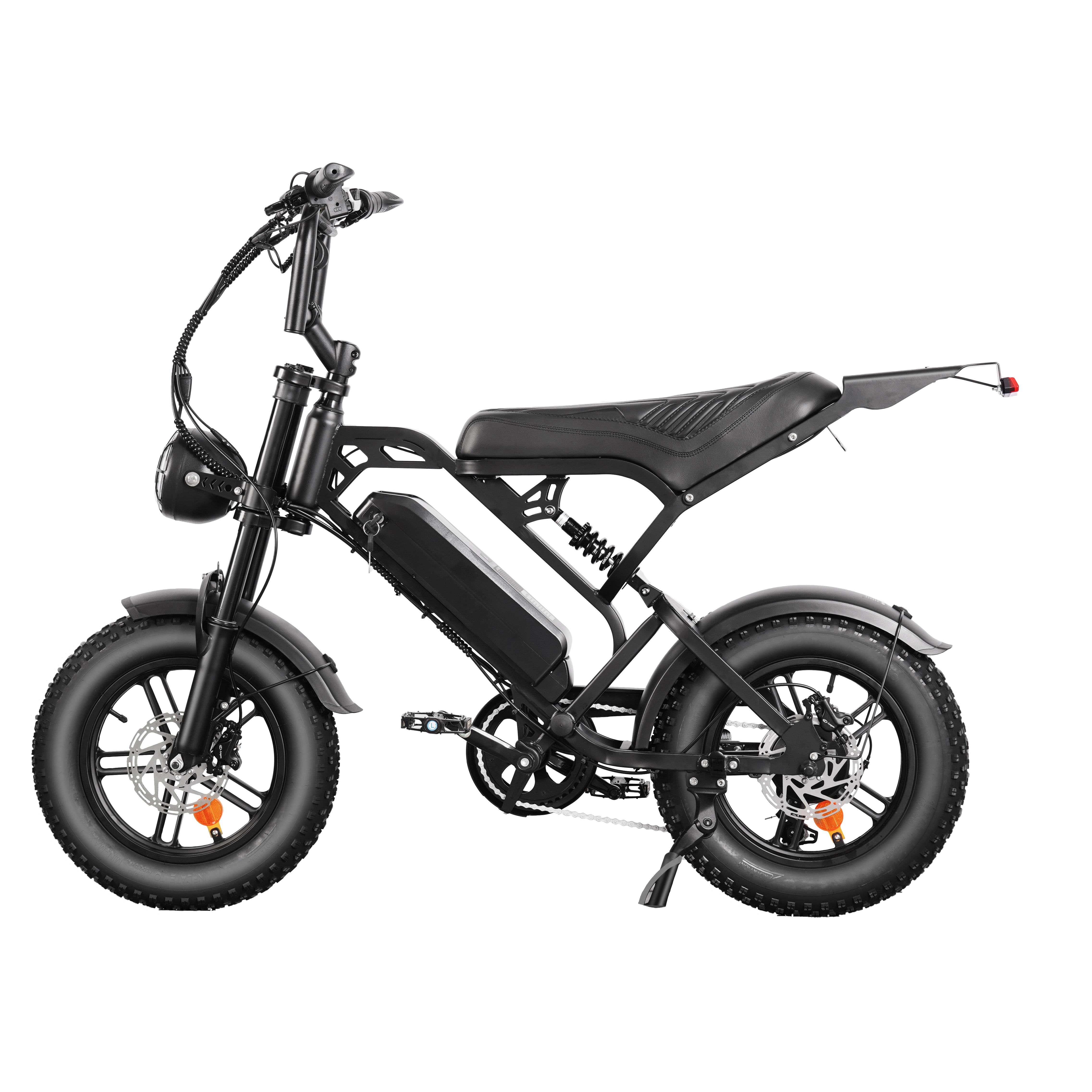 V20 Mini Fatbike – Kinderfatbike met Hydraulische Remmen & Gashendel - Zwart - Stoer, Veilig en Straatlegaal!