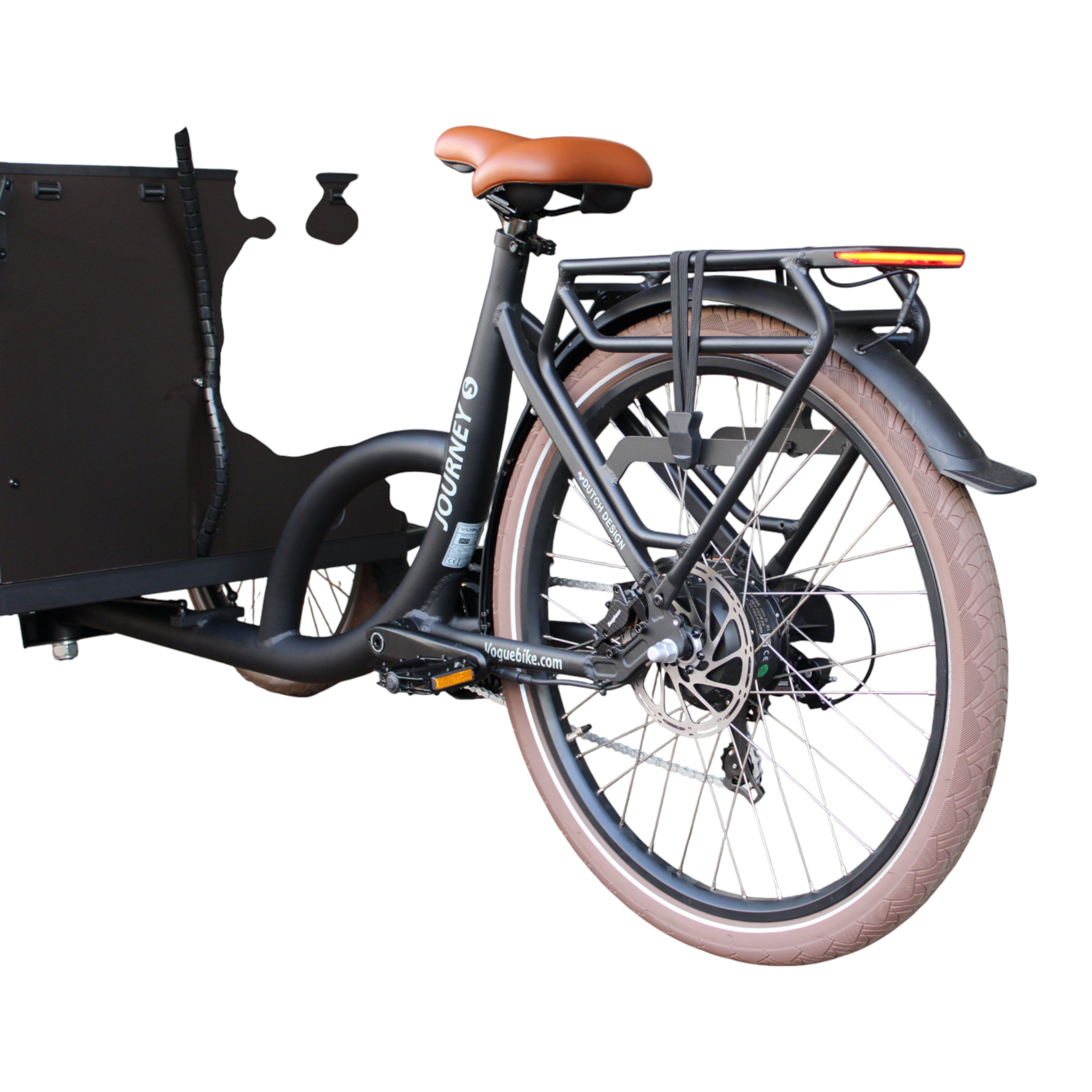 Vogue Journey S - Mat Zwart met Bruine Accenten - Elektrische bakfiets