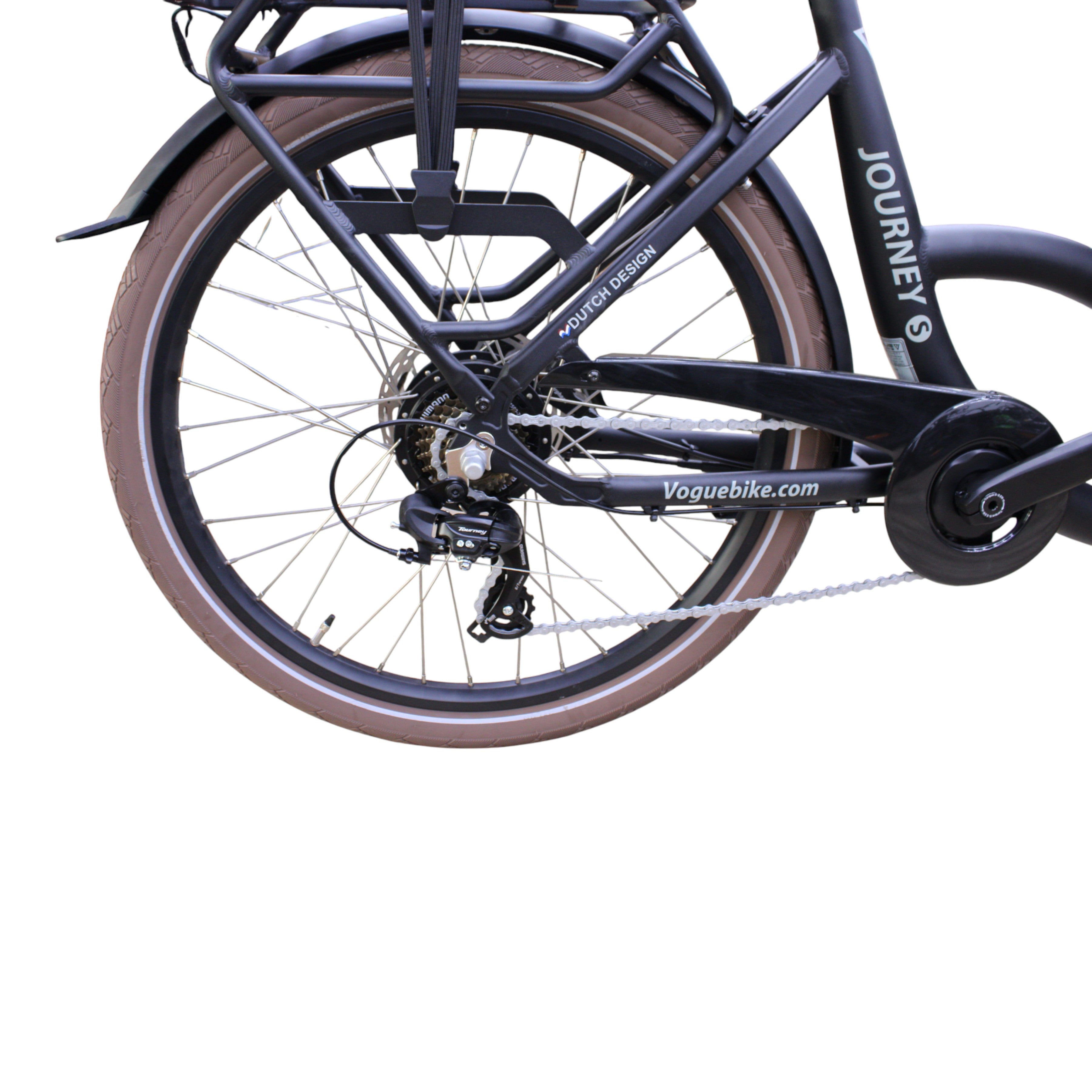 Vogue Journey S - Mat Zwart met Bruine Accenten - Elektrische bakfiets