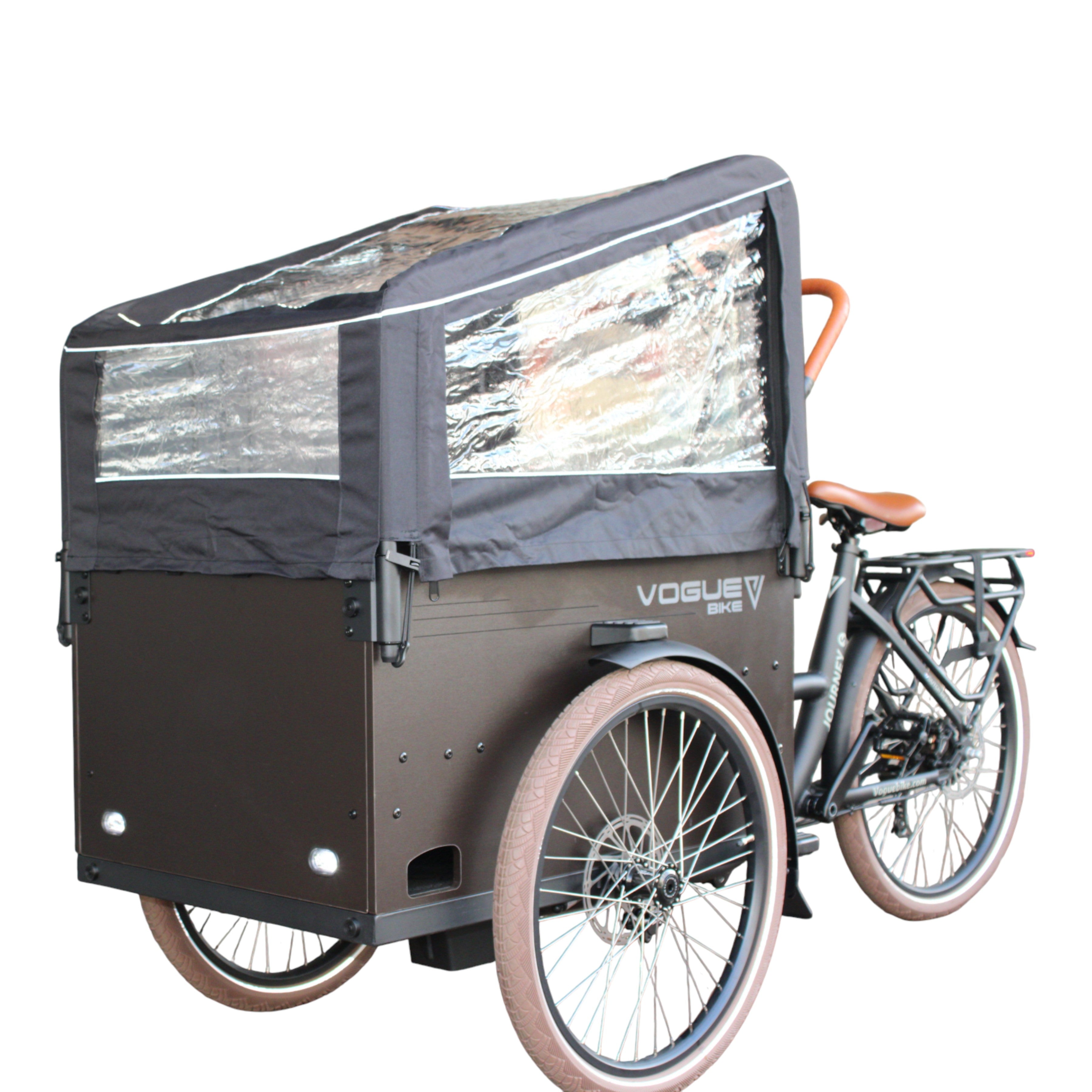Vogue Journey S - Mat Zwart met Bruine Accenten - Elektrische bakfiets
